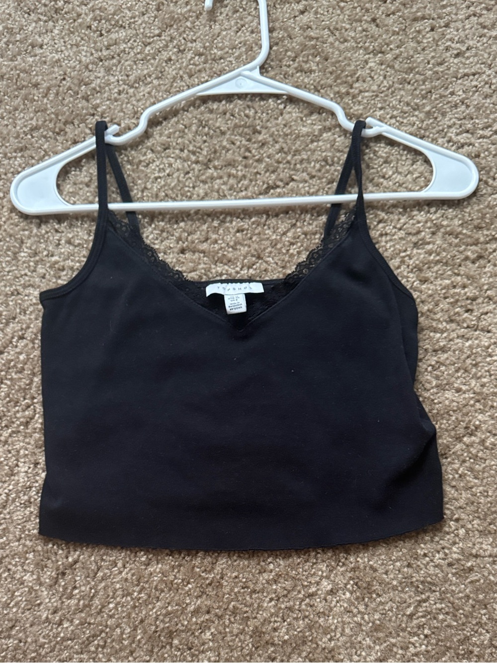 Topshop Black Lace-Trim Cropped Cami